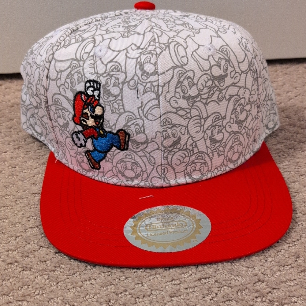 Nintendo Mario Adjustable Cap Hat - Red and White NWT
